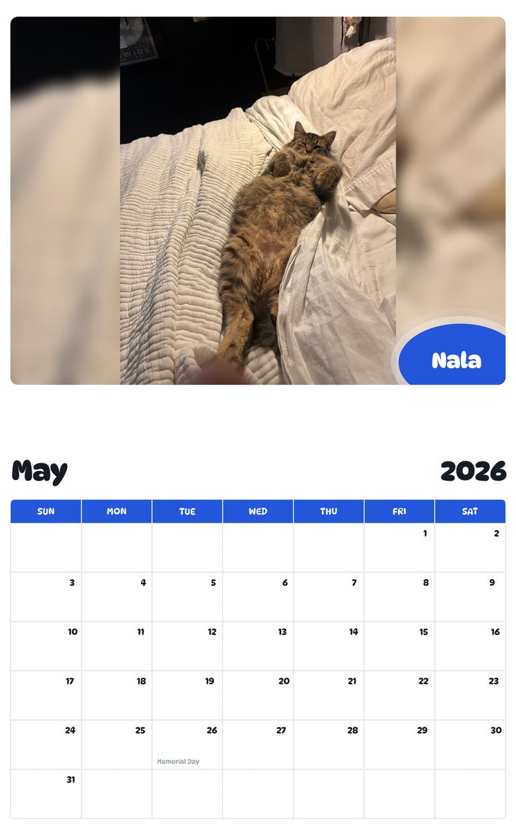 2026 - 2027 Nala - Pawidols Pet Calendar