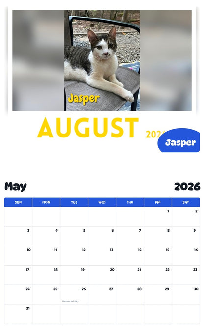 2026 - 2027 Jasper - Pawidols Pet Calendar