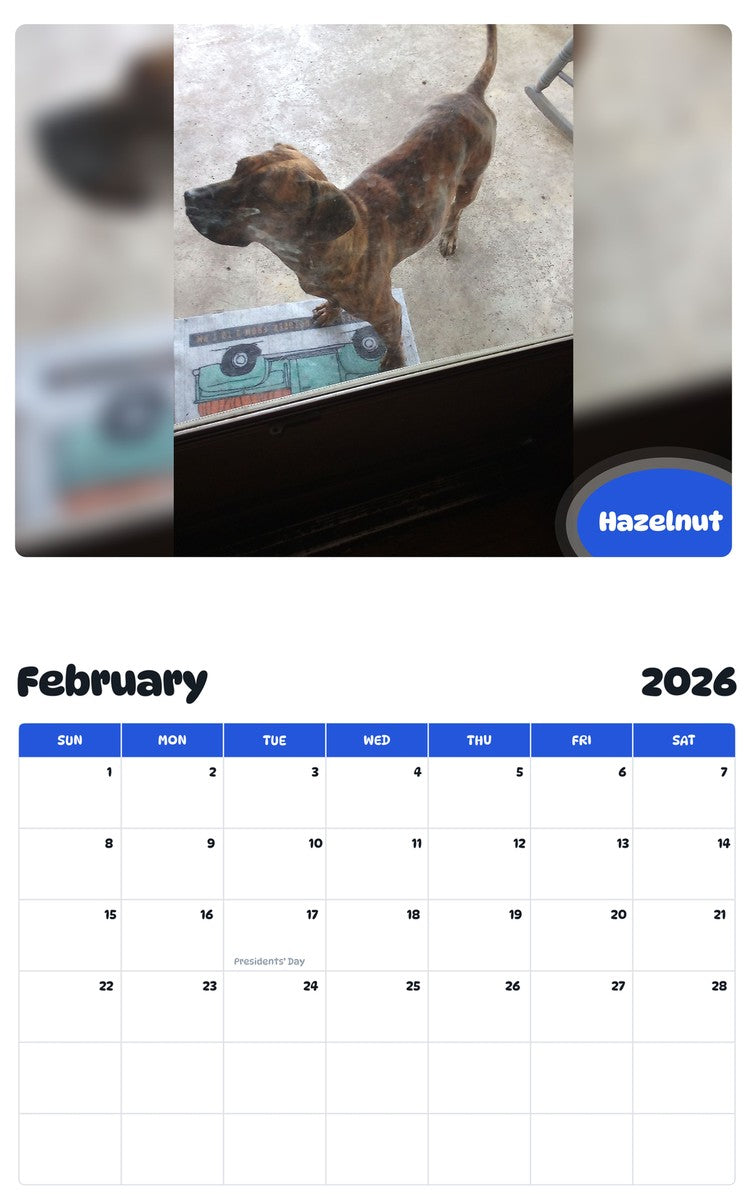 October 2025 - September 2026 Hazelnut - Pawidols Pet Calendar