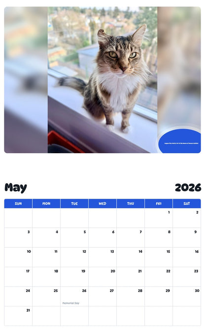 2026 - 2027 Aegon the Feisty 1st of His Name of House Schibel - Pawidols Pet Calendar