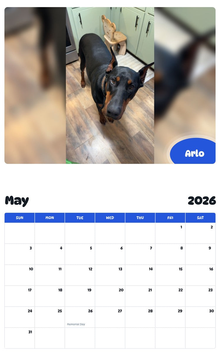 2026 - 2027 Arlo - Pawidols Pet Calendar