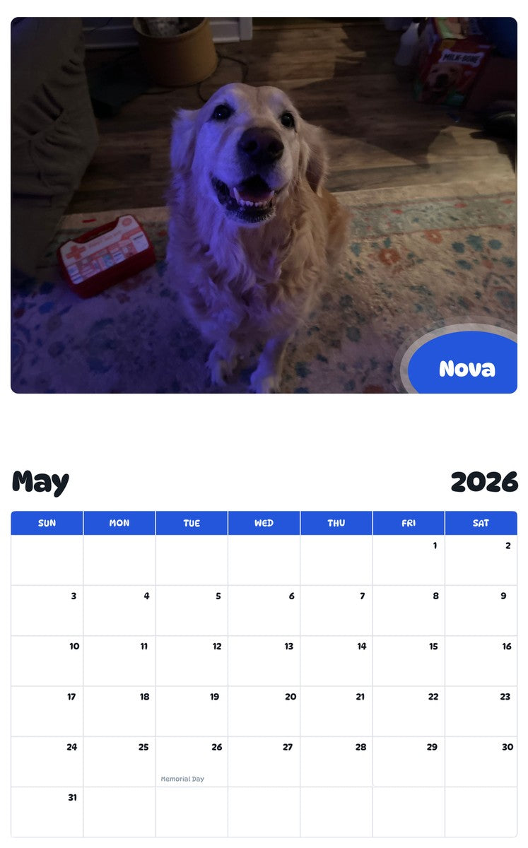2026 - 2027 Nova - Pawidols Pet Calendar