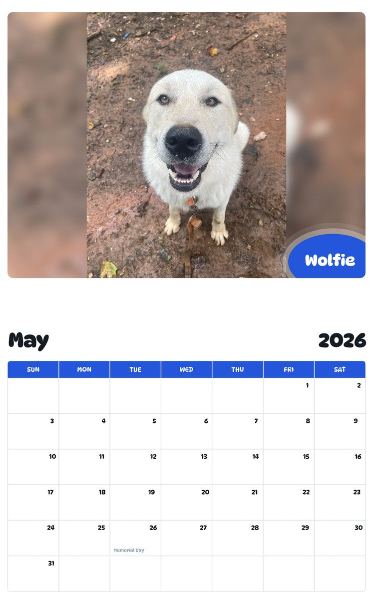 2026 - 2027 Wolfie - Pawidols Pet Calendar