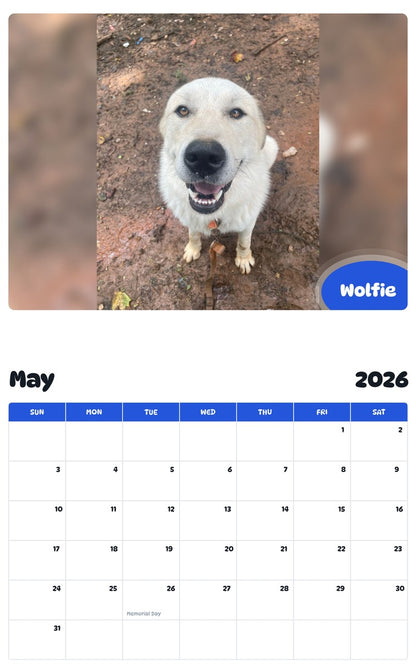 2026 - 2027 Wolfie - Pawidols Pet Calendar