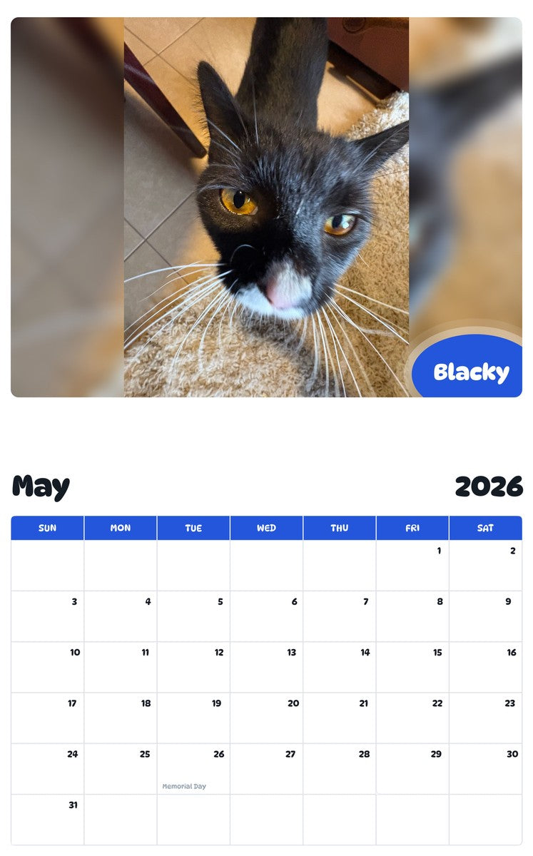 2026 - 2027 Blacky - Pawidols Pet Calendar