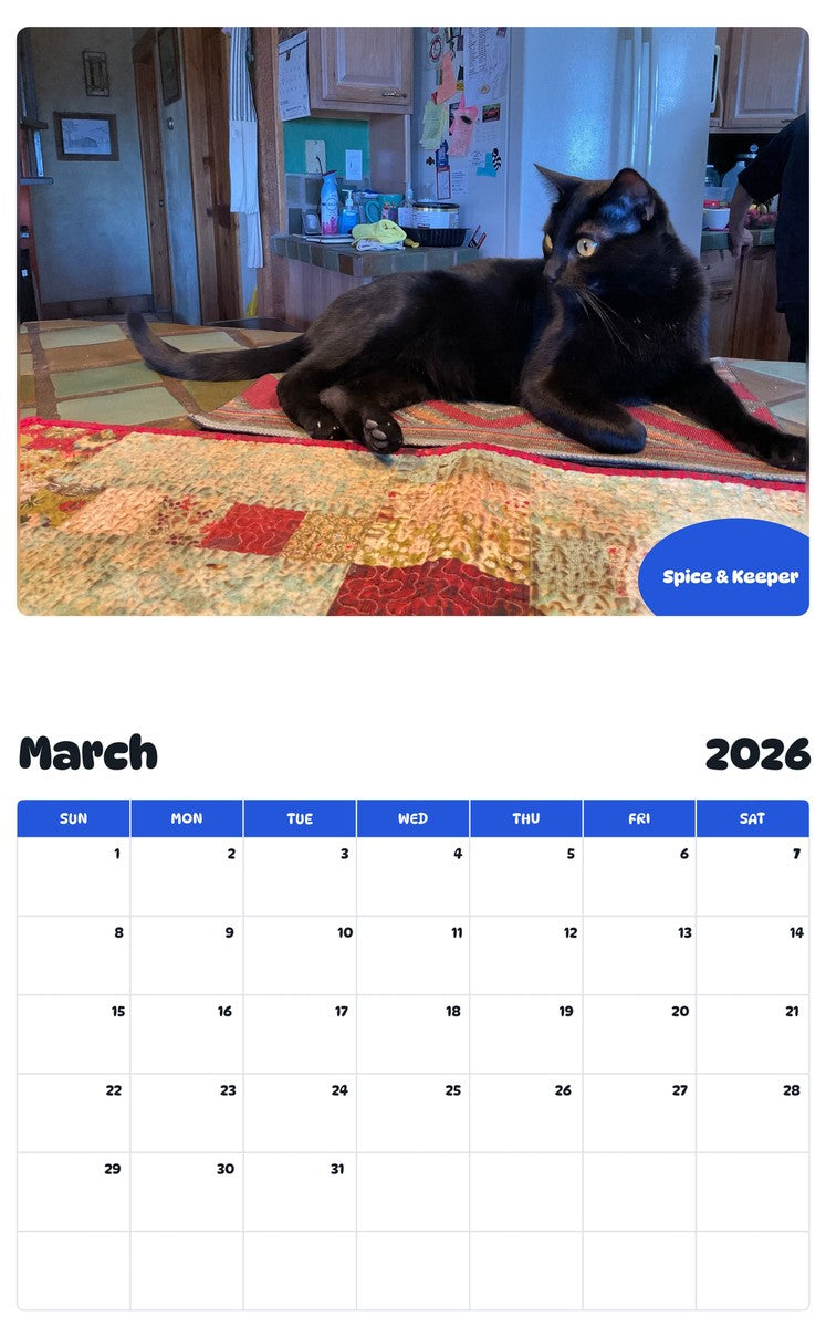November 2025 - October 2026 Spice & Keeper - Pawidols Pet Calendar