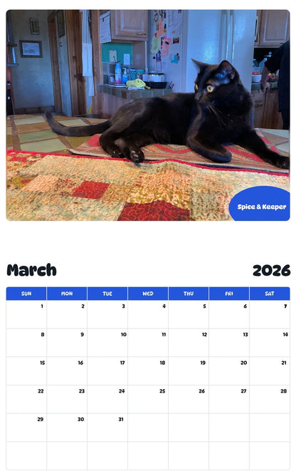 November 2025 - October 2026 Spice & Keeper - Pawidols Pet Calendar