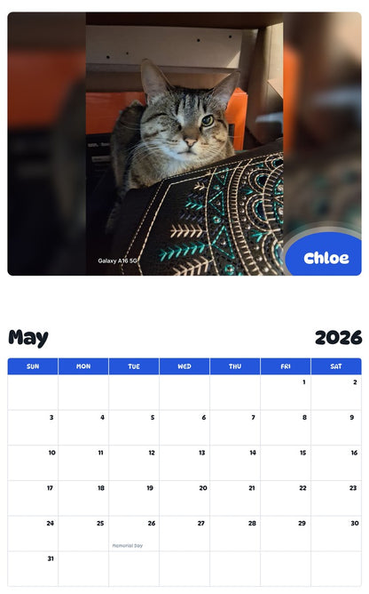 2026 - 2027 Chloe - Pawidols Pet Calendar
