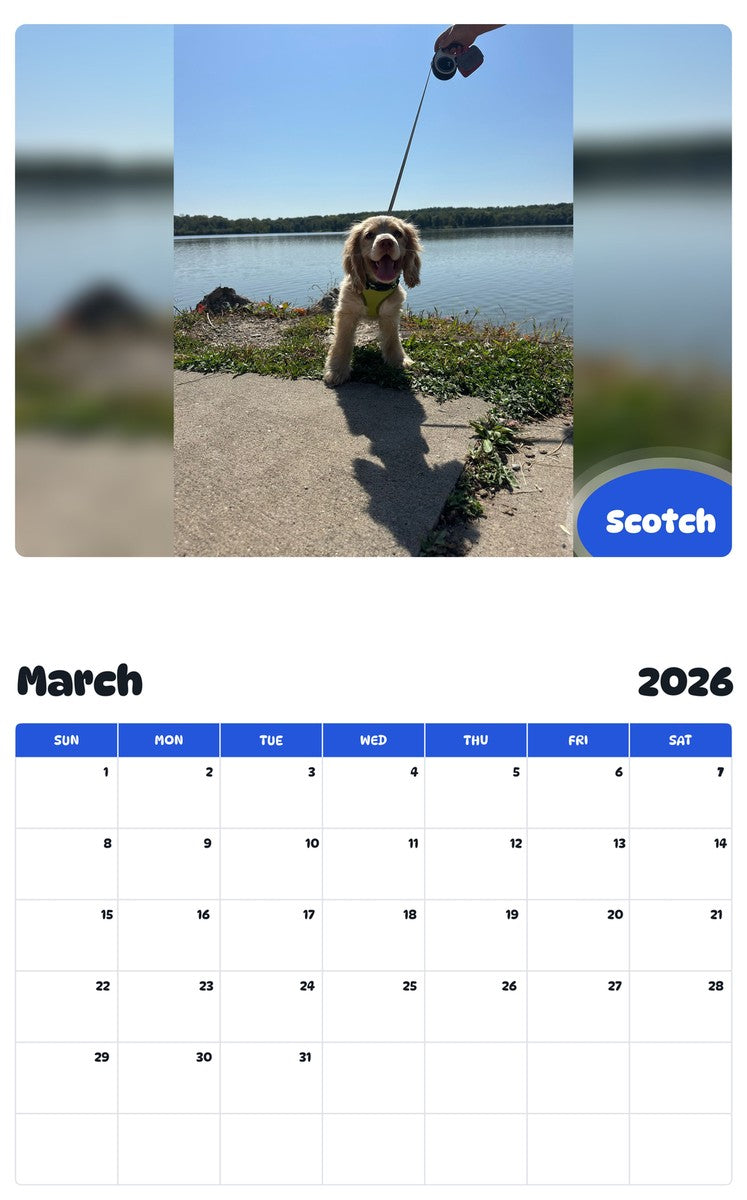 November 2025 - October 2026 Scotch - Pawidols Pet Calendar