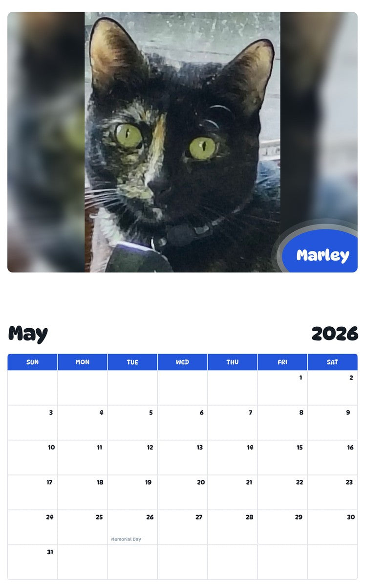 2026 - 2027 Marley - Pawidols Pet Calendar