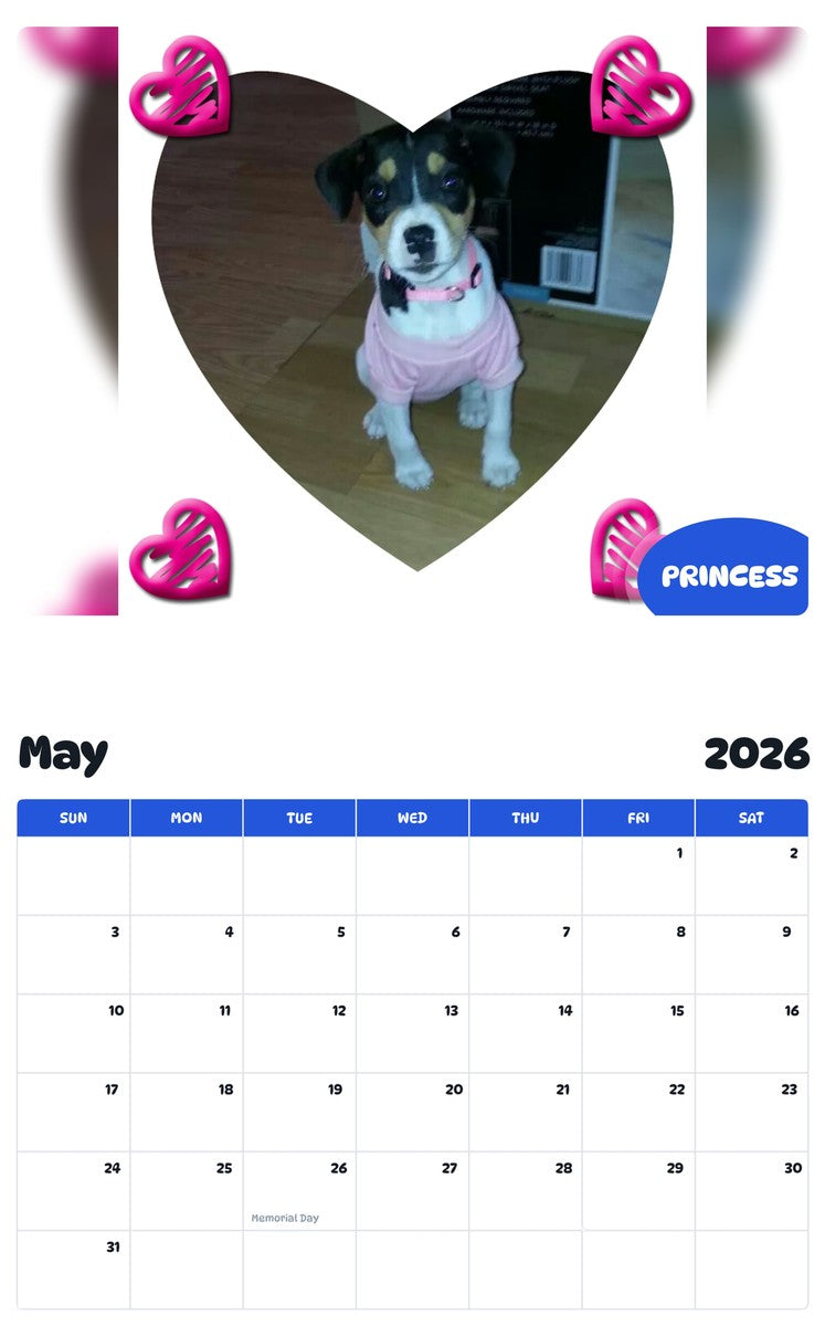 2026 - 2027 PRINCESS - Pawidols Pet Calendar