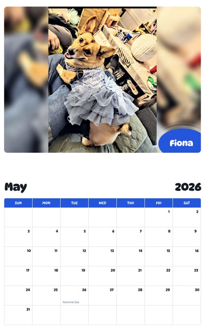 2026 - 2027 Fiona - Pawidols Pet Calendar