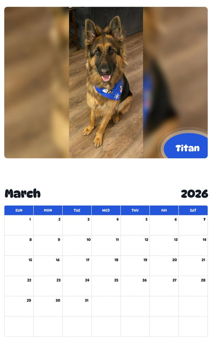 November 2025 - October 2026 Titan - Pawidols Pet Calendar