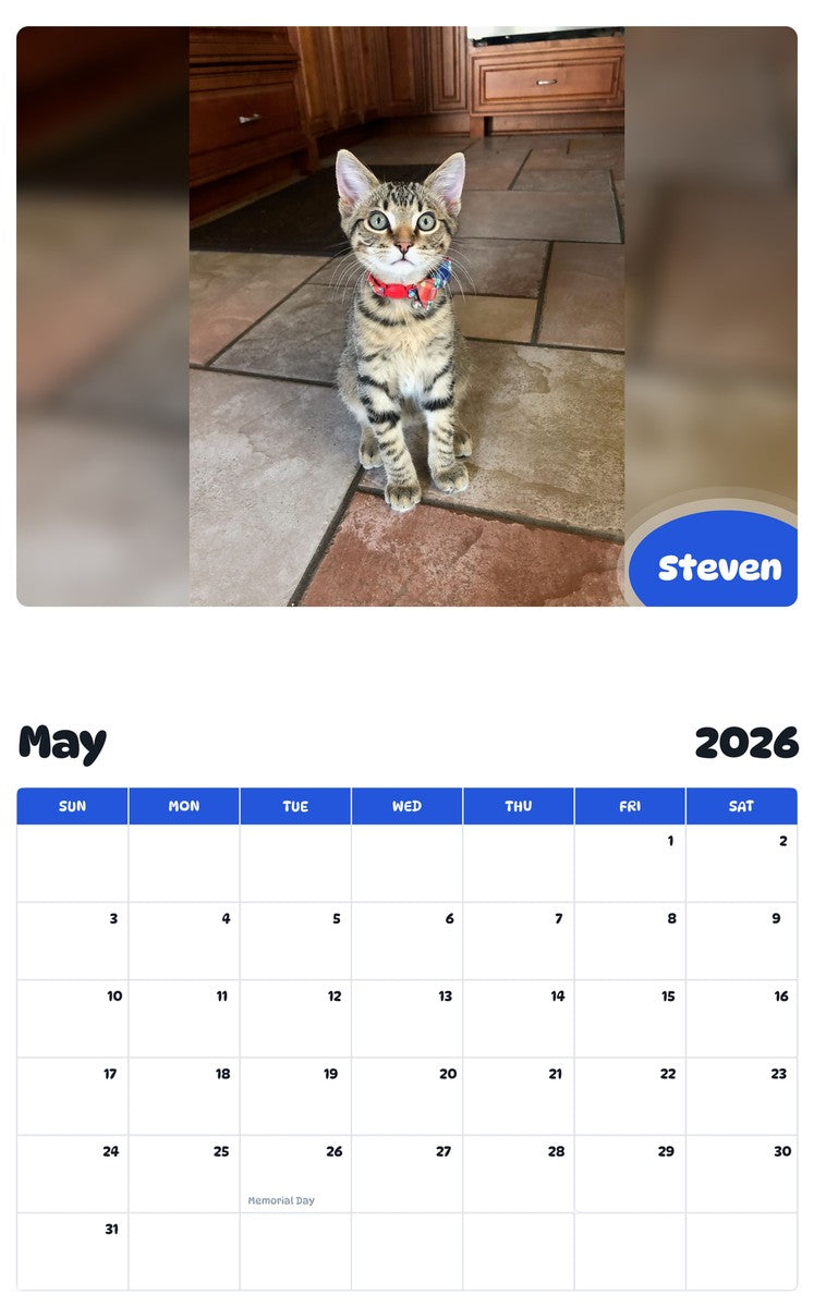 2026 - 2027 Steven - Pawidols Pet Calendar