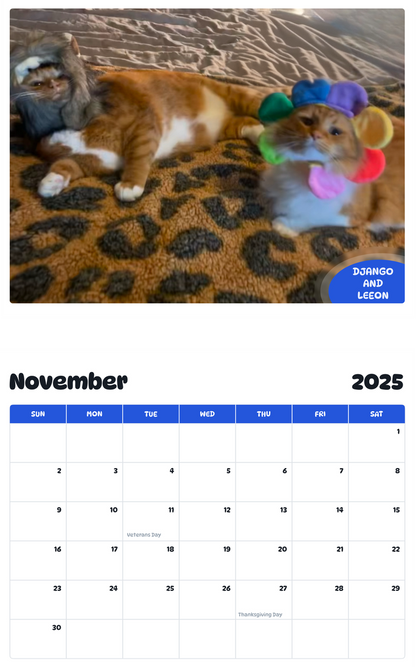 July 2025 - June 2026 Django and Leeon - Pawidols Pet Calendar