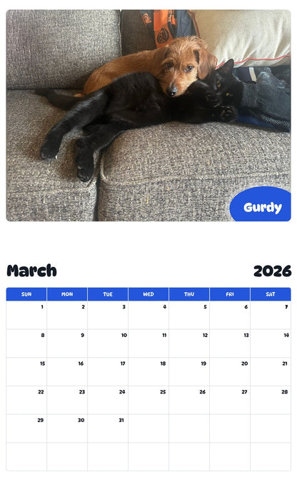 November 2025 - October 2026 Gurdy - Pawidols Pet Calendar