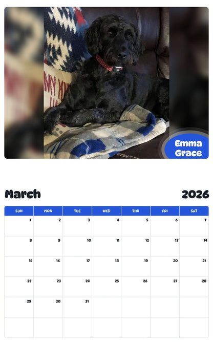 November 2025 - October 2026 Emma Grace - Pawidols Pet Calendar