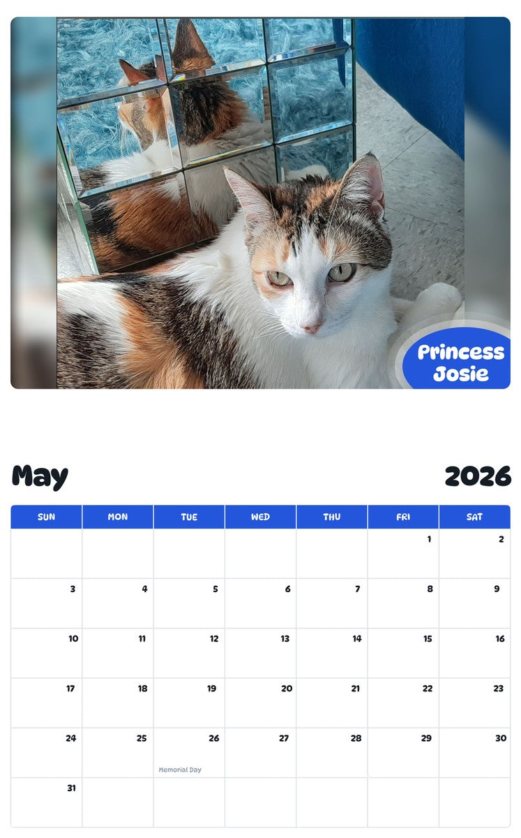 2026 - 2027 Princess Josie - Pawidols Pet Calendar