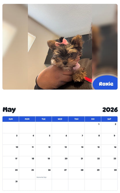 2026 - 2027 Roxie - Pawidols Pet Calendar