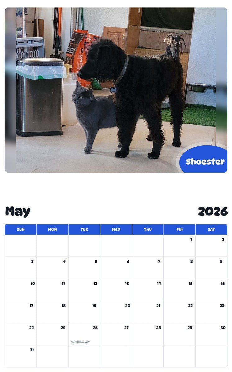2026 - 2027 Shoester - Pawidols Pet Calendar