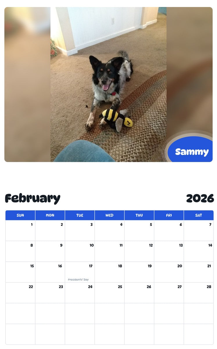 October 2025 - September 2026 Sammy - Pawidols Pet Calendar