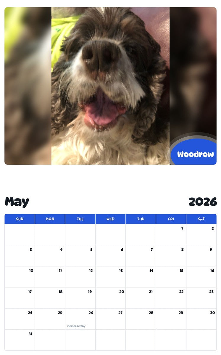 2026 - 2027 Woodrow - Pawidols Pet Calendar