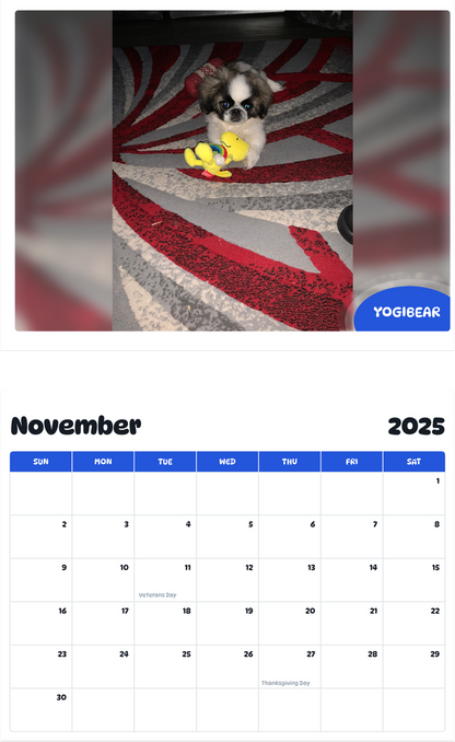 July 2025 - June 2026 Yogibear - Pawidols Pet Calendar