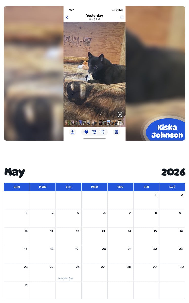 2026 - 2027 Kiska Johnson - Pawidols Pet Calendar