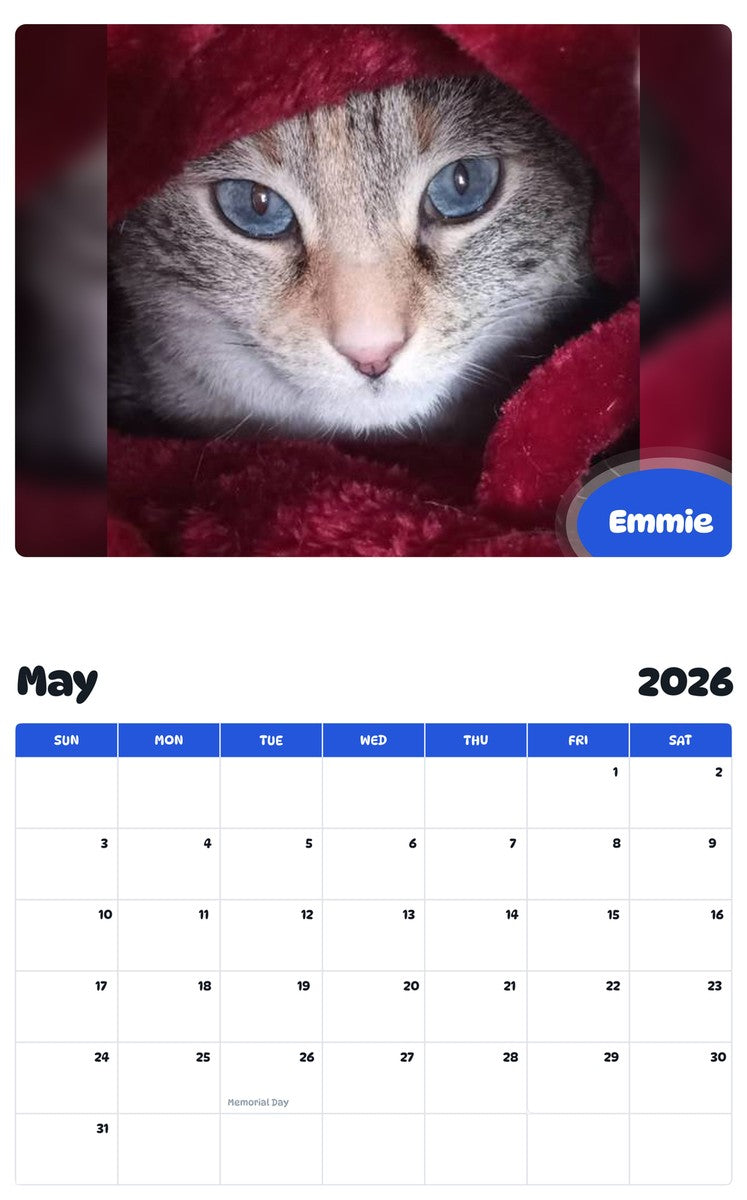 2026 - 2027 Emmie - Pawidols Pet Calendar