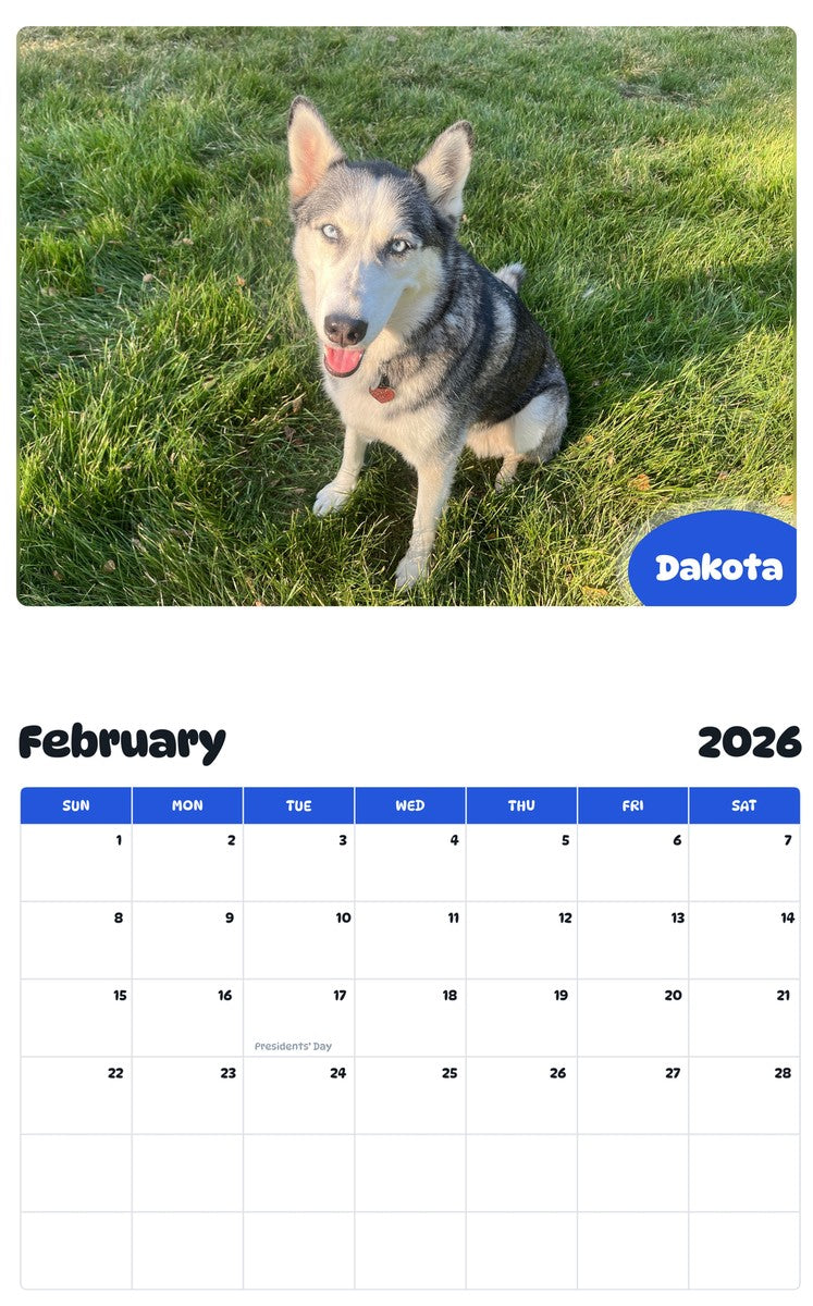 October 2025 - September 2026 Dakota - Pawidols Pet Calendar
