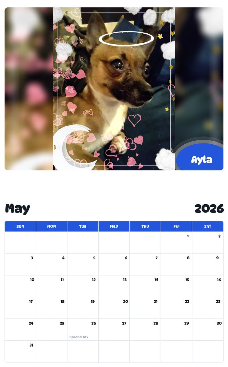 2026 - 2027 Ayla - Pawidols Pet Calendar