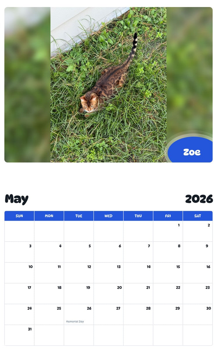 2026 - 2027 Zoe - Pawidols Pet Calendar