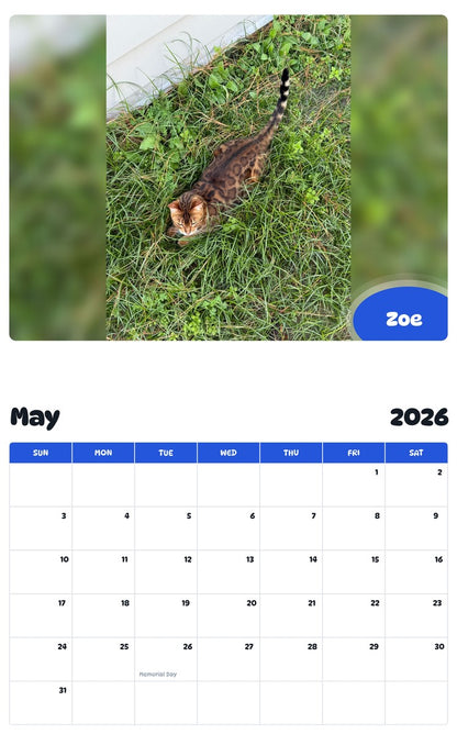 2026 - 2027 Zoe - Pawidols Pet Calendar