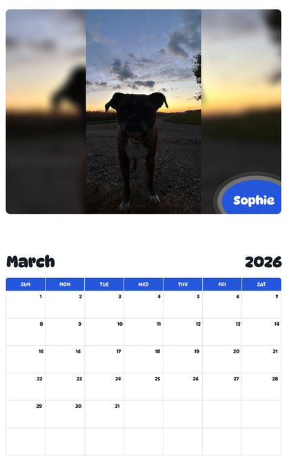 November 2025 - October 2026 Sophie - Pawidols Pet Calendar