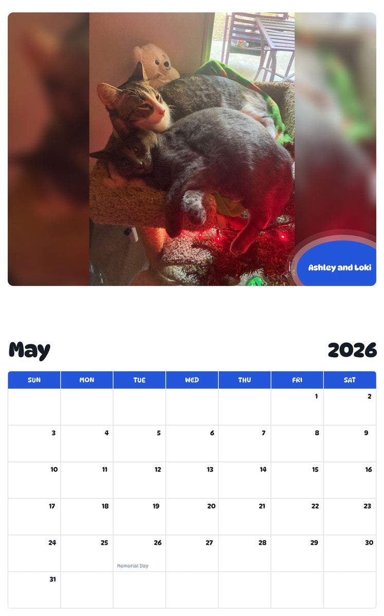 2026 - 2027 Ashley and Loki - Pawidols Pet Calendar