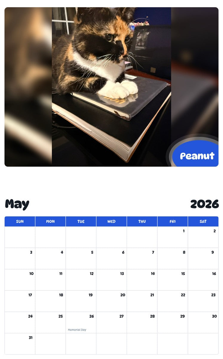 2026 - 2027 Peanut - Pawidols Pet Calendar
