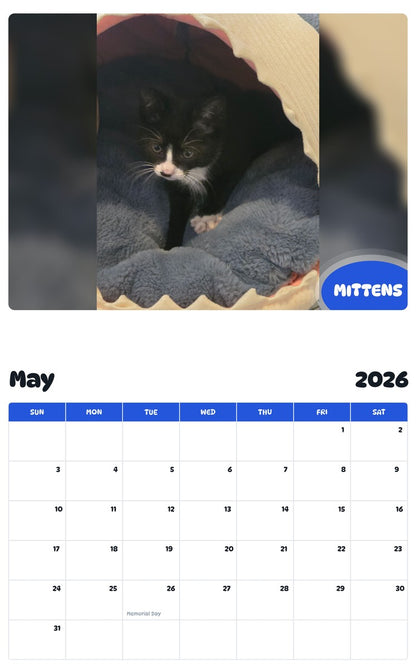 2026 - 2027 MITTENS - Pawidols Pet Calendar