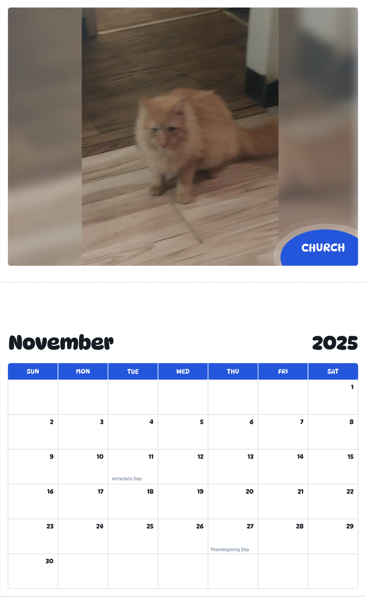 July 2025 - June 2026 CHURCH - Pawidols Pet Calendar