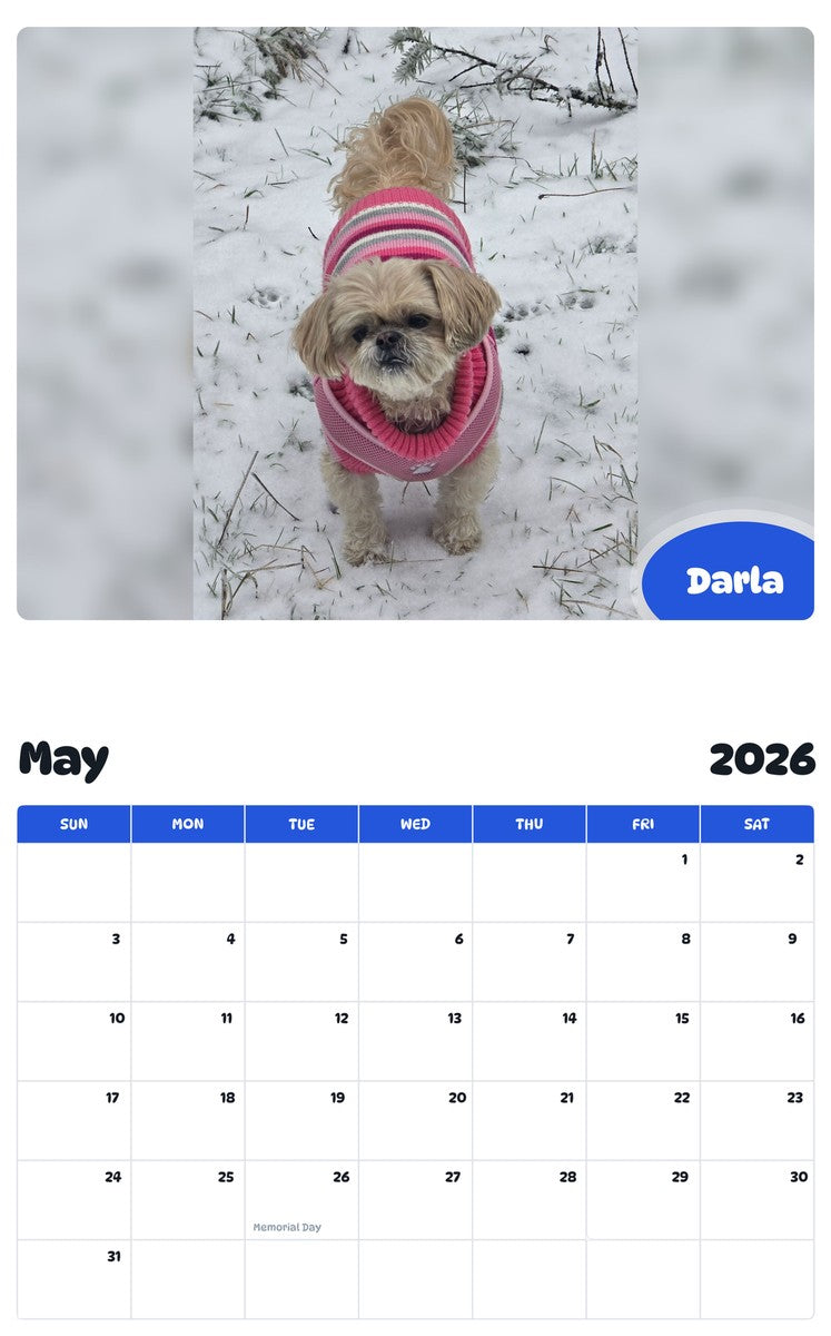 2026 - 2027 Darla - Pawidols Pet Calendar