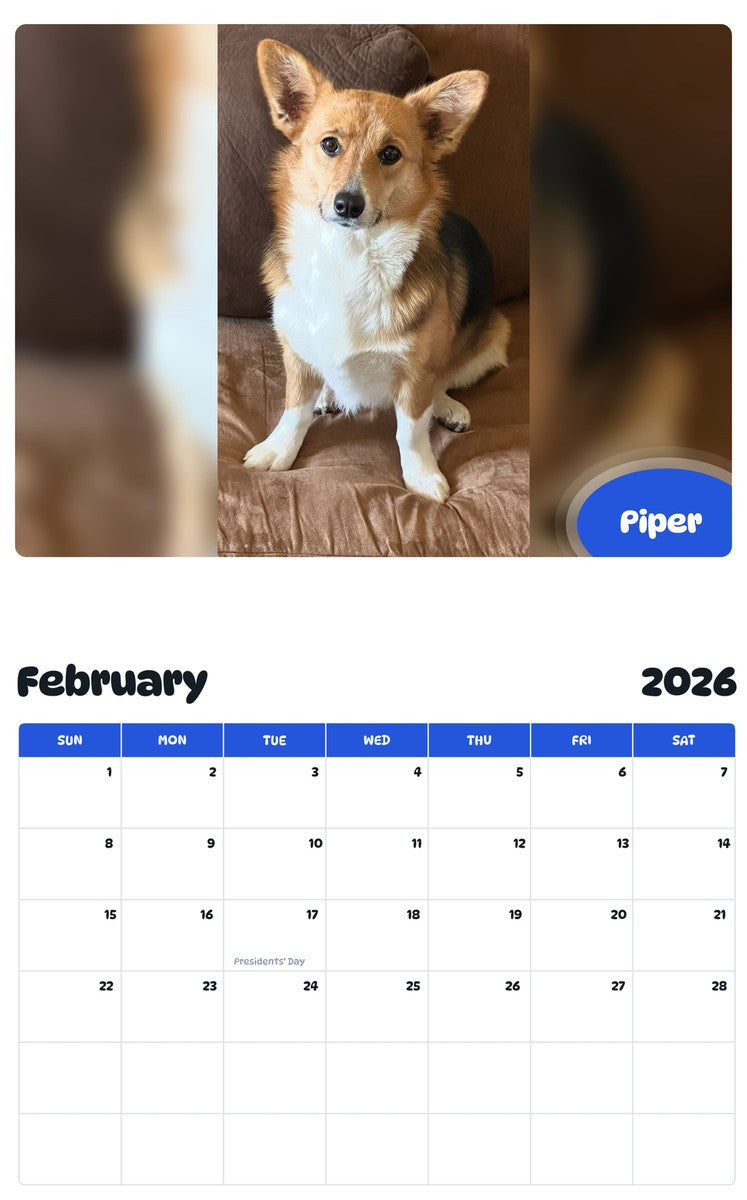 October 2025 - September 2026 Piper - Pawidols Pet Calendar