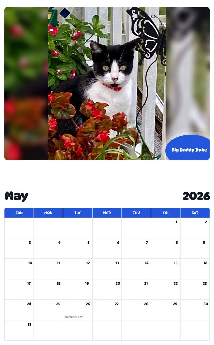 2026 - 2027 Big Daddy Duke - Pawidols Pet Calendar