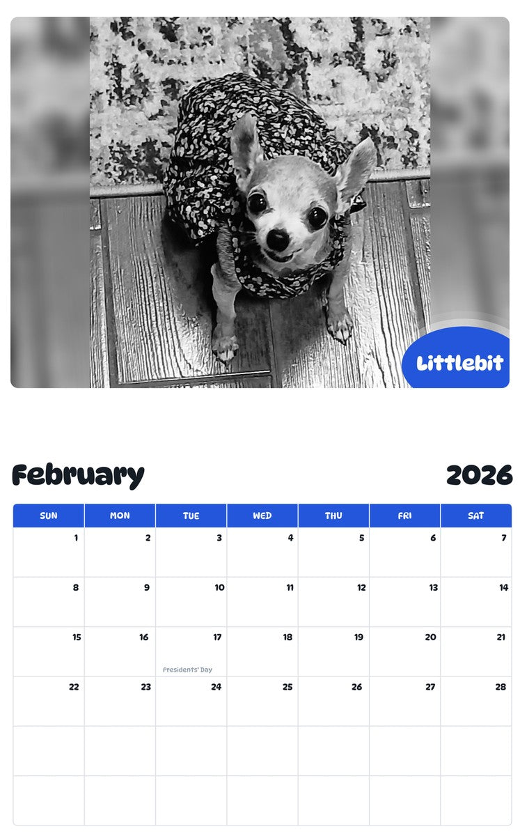 October 2025 - September 2026 Littlebit - Pawidols Pet Calendar