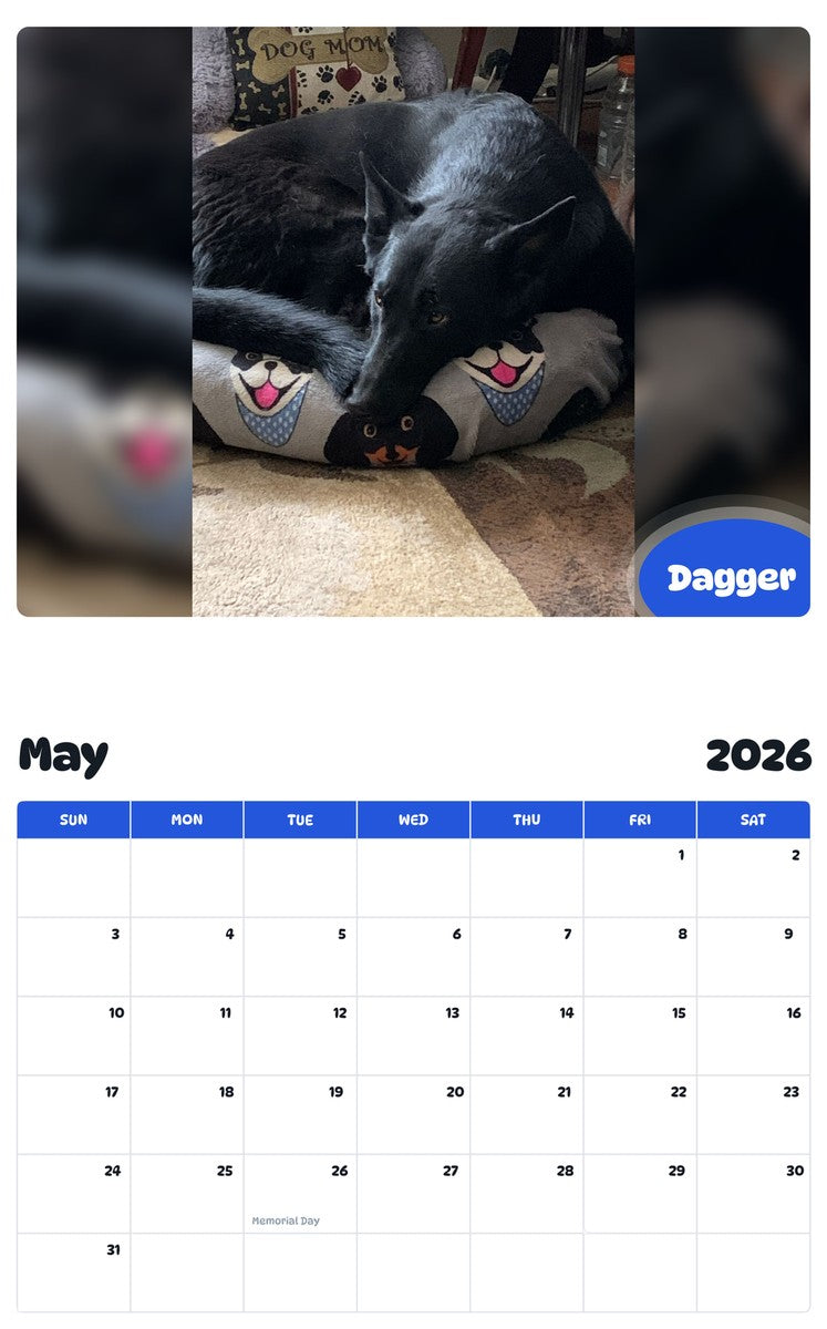 2026 - 2027 Dagger - Pawidols Pet Calendar
