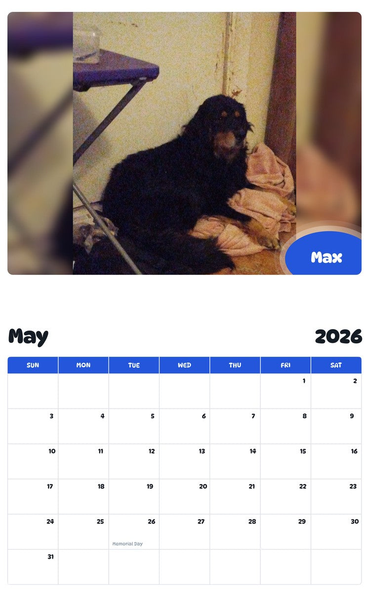 2026 - 2027 Max - Pawidols Pet Calendar