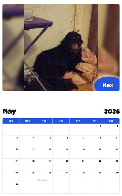 2026 - 2027 Max - Pawidols Pet Calendar