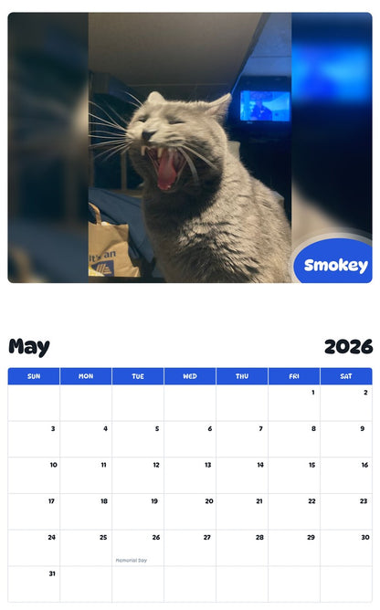 2026 - 2027 Smokey - Pawidols Pet Calendar