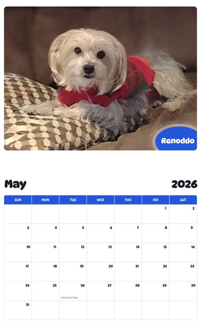 2026 - 2027 Renoddo - Pawidols Pet Calendar