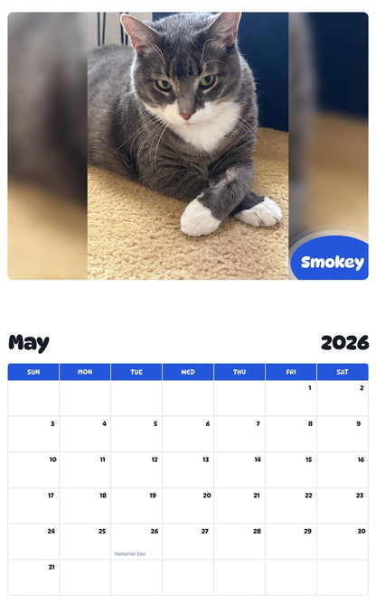 2026 - 2027 Smokey - Pawidols Pet Calendar