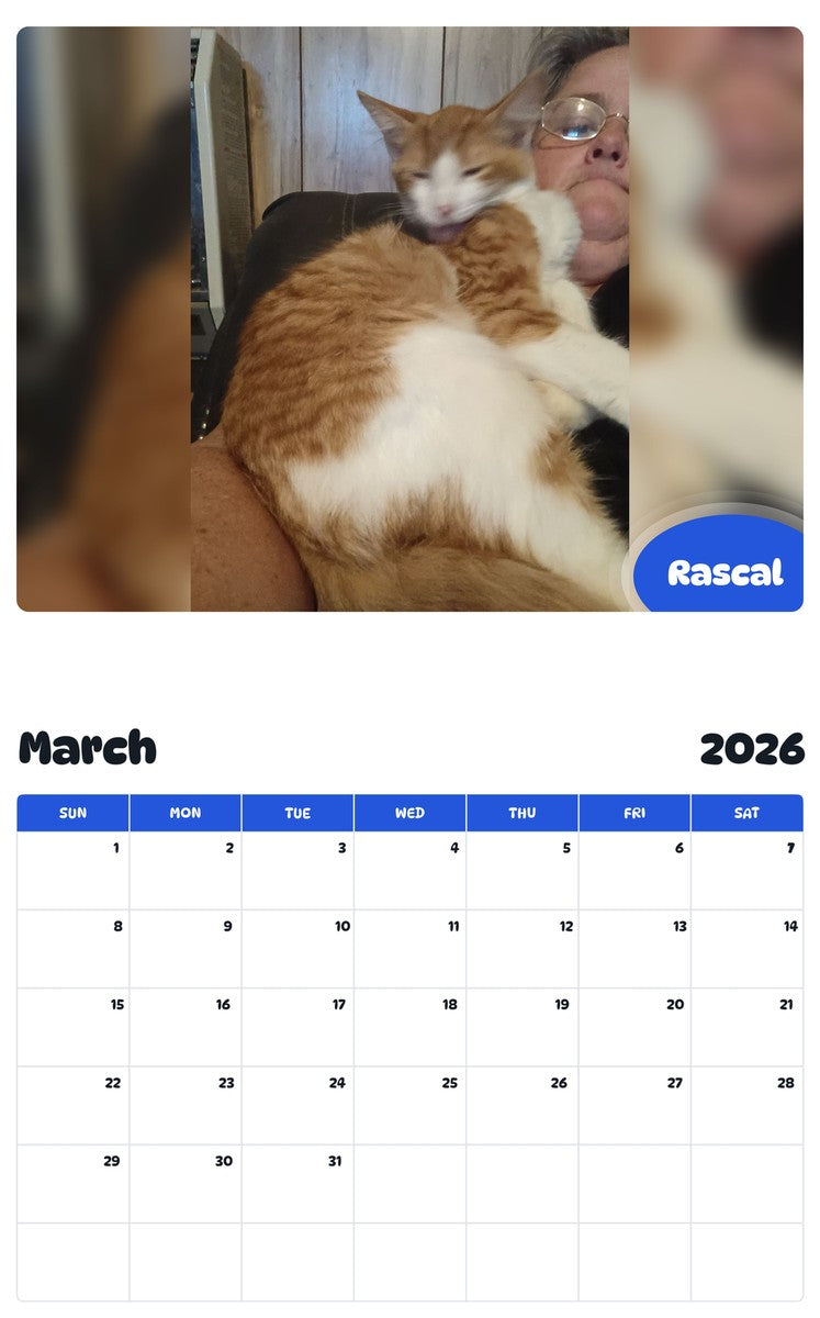 November 2025 - October 2026 Rascal - Pawidols Pet Calendar