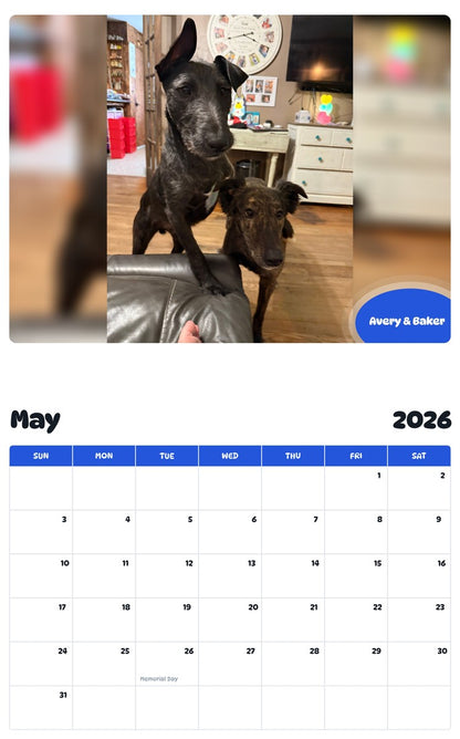 2026 - 2027 Avery & Baker - Pawidols Pet Calendar
